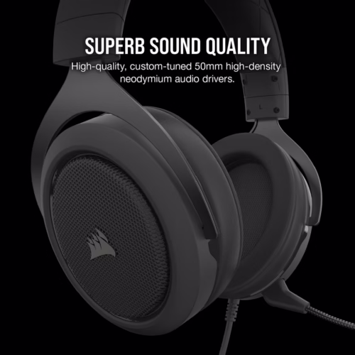 Corsair HS50 PRO Stereo Gaming Headset – Carbon | Crystal Audio, Detachable Mic - Image 5