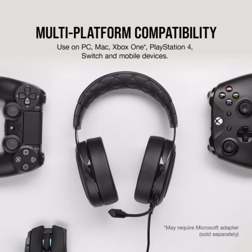 Corsair HS50 PRO Stereo Gaming Headset – Carbon | Crystal Audio, Detachable Mic - Image 3