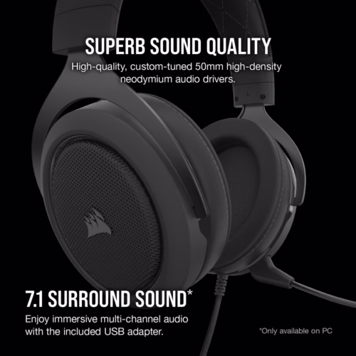 Corsair HS60 PRO Surround Gaming Headset - 7.1 Crystal Audio, Detachable Mic - Image 4