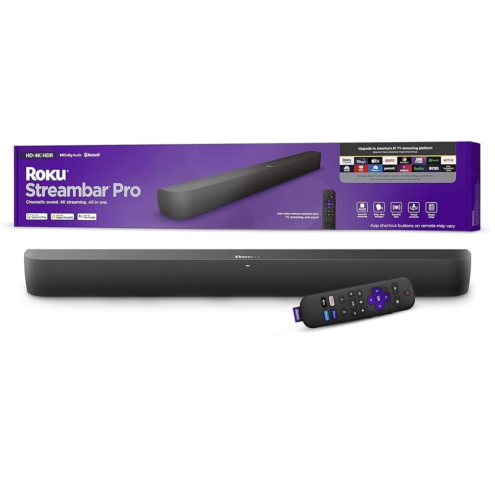 Roku Streambar – All-in-One 4K HDR Streaming Soundbar with Voice Remote & Bluetooth