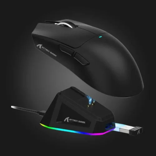 Attack Shark X11 Wireless Gaming Mouse with Charging Dock – Black/White - Image 4
