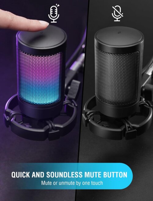 FIFINE AmpliGame A6V USB Microphone | RGB Gaming Mic with Mute & Volume Control - Image 3