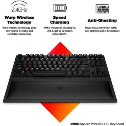 HP Omen Spacer Wireless TKL Gaming Keyboard | Compact, Fast & Durable - Image 3