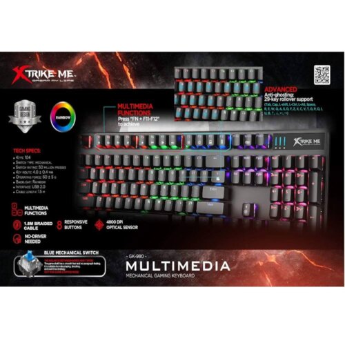 Xtrike Me GK-980 Wired Mechanical Gaming Keyboard | RGB Backlit Pro Keyboard - Image 3