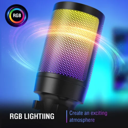 FIFINE AmpliGame A6V USB Microphone | RGB Gaming Mic with Mute & Volume Control - Image 4